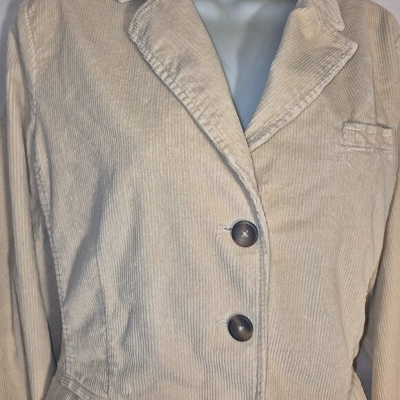 Talbots cream colored stretch Corduroy jacket in size 14/Large - Picture 10 of 16
